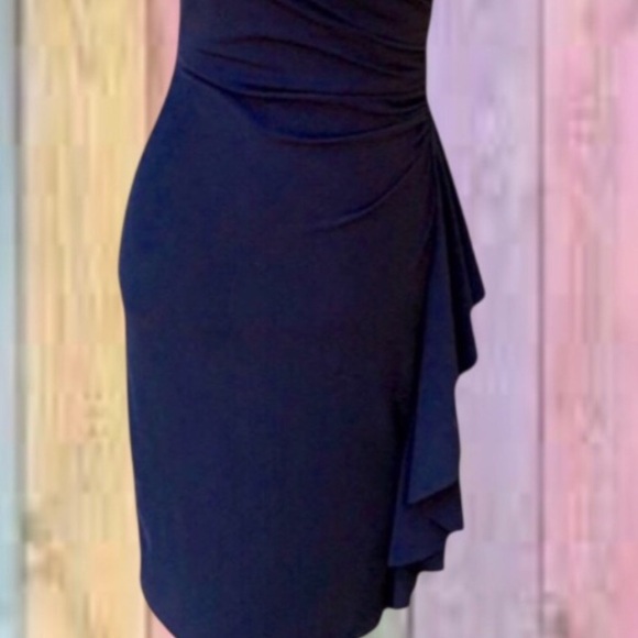 White House Black Market Black Ruching Sleeveless Lined Dress - Picture 5 of 11